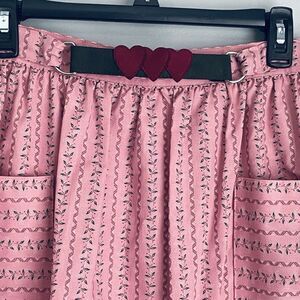 Vintage 60's 70's Loden-Frey Munchen Zurich Skirt 36" Waist Pink Hearts Feminine